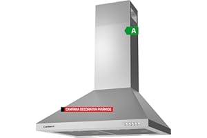 CORBERO Corberó - Campana Decorativa Pirámide Inox | 60 cm | KURAMATHI660X | Caudal 621,71 m3/h | 165W | 3 Velocidades | 2 X Filtro de Aluminio | Filtro Carbon | Eficiencia Energética A, Inox