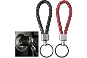 Caybats 2 Pieces Leather Car Key Holder for Men Motorcycle Braided Keychain, Elegant Leather Keychain, PU Braided Keychain for Women Car Keys Pendant Bag