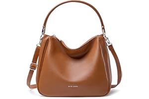 David Jones - Bolso de Hombro Hobo Mujer - Bolso de Mano Bandolera Piel Sintética - Bolso de Mano Mediana Asa Larga - Moda Clásica y Práctica Elegante - Marrón Cognac