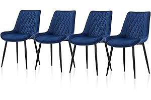 ‎TUKAILAI TUKAILAI Esszimmerstuhl 4er Set,Samt gepolsterter Küchenstuhl,Wohnzimmerstuhl,Freizeitstuhl mit Metallbeinen und niedrigen Armlehnen,Sessel mit Rückenlehne,Esszimmer,Küche,Wohnzimmer,Blau