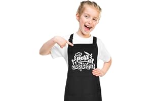 Halinuia - Delantal de cocina infantil, impermeable, ajustable, pequeño ayudante, delantal de cocina infantil, con bolsillo, delantales de cocina, jardín para niño o niña, Negro , 44 x 62 cm (17,32 x