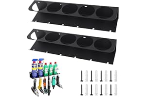 BONJUME Soporte Spray, 2PCS Estante De Almacenamiento Para Botellas De Spray Para Latas De Montado En La Pared Y Organizador De Herramientas Eléctricas Soporte De Almacenamiento Accesorio De 5 Orificios