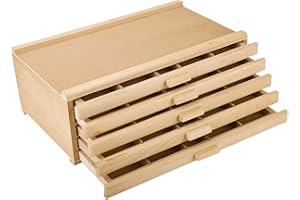 Vencer 5 Drawer Wood Art Storage Box for Pencil,Pen,Pastel,Marker Set,VAO-003