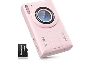Fotocamera digitale CCN, 64MP 1080P FHD Fotocamera con schermo da 3,0", 18X Zoom Digitale Macchina fotografica compatta portatile con 32GB TF Card, Cavo USB, per adolescenti bambini adulti, Rosa