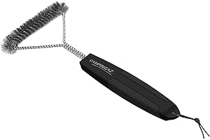Camping Gaz CAMPINGAZ Triangle Grill Brush, Stainless Steel, Grill Accessories Barbecue Brush, Cleaning Brush, Extra Long Steel Handle Cleaning Brush, Black/Silver, 32 x 17 x 3 cm
