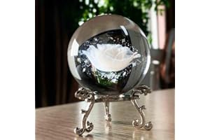 HDCRYSTALGIFTS Presse-papier en forme de rose avec support pour décoration d'intérieur 60 mm