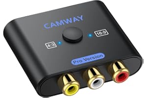 CAMWAY RCA till HDMI-omvandlare, förbättrad chip-högre bildkvalitet, 16:9/4:3 konvertering 1080P AV till HDMI-adapter komposi