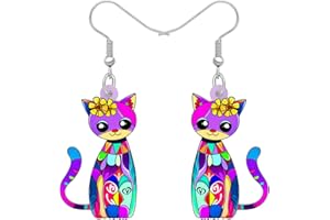 LONYOO Acrylique Chaton Boucles d’oreilles Chat Pendantes Anime Bijoux de Chat Cadeaux Femmes Filles Charms