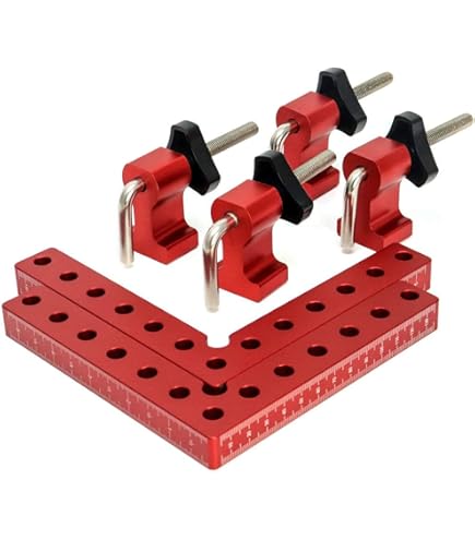 Preciva 2 stuks haakse klemmen van aluminiumlegering (14 cm, 5,5 inch), houtbewerkingsgereedschap, timmermanshoek voor houtbewerking, doe-het-zelf, handwerk (rood