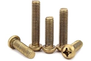 CONPHERON Tornillos de Cabeza Redonda Cruzado de Latón Tornillos de Phillips de Latón, M4x12 mm,20 pcs