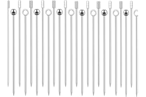 BETTERJONNY 24Pcs Pics à Cocktail en Acier Inoxydable, Basicon Pic Apéritif Réutilisable Bâton Cocktail Cocktail Picks Bâtonnets de Fruits Idéal pour Vacances, Les fêtes et Les événements, 4 Formes