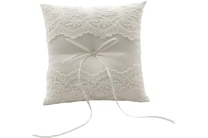 SILKTALK Ringkissen Romantik Hochzeit handgefertigt Satinband Bogen Beige Fliege Ring Kissen Träger Baumwollstickerei21 cm * 21 cm