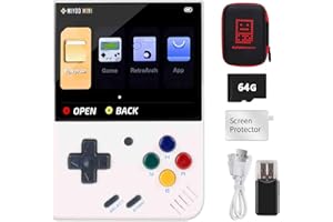 Cawevon Mini Plus, Console di gioco portatile con schermo IPS da 3,5 pollici, 640 x 480, scheda TF da 64 GB, con 10000 giochi classici, supporta la modalità hotspot Wi-Fi, con custodia