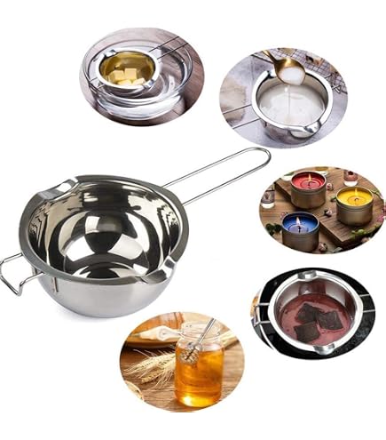 Pot De Fusion Cire Bougie 900ml Bain-Marie Inox Avec Graduation & Cuillère