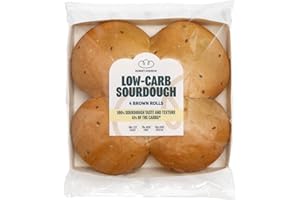 Robert Andrew Low Carb Sourdough Brown Rolls – 13.3g Carbs, 12.3g Protein, High Protein Low Calorie Rolls, Low Sugar Ketogenic Diet, Diabetic Food, 156 Calories | 4x60g
