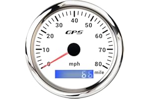 PIOUSUNT 85mm Boat GPS Speedometer 0-80MPH Car Odometer Gauge 7 Colors Backlight With GPS Antenna for Car Motorcycle Boat Marine Truck