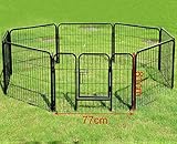 Welpenauslauf Absperrgitter Welpenzaun Freigehege Laufgitter Hunde Welpen 8 Elemente Metall 81x77cm, HT2031m2 - 7