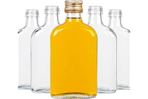 SUPERBUTELKI.PL Elegante y moderno,mini botellas de licor, pequeñas botellas de cristal con tapón de rosca, botellas de bolsillo, botellas de cristal para zumos y bebidas con alto porcentaje 200mlx50
