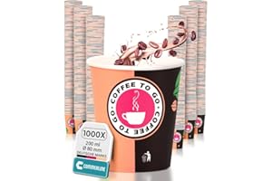 Commerline Kaffeebecher To Go Pappe – 1000 Stück, 200 ml (8 oz) | Einweg-Pappbecher für Kaffee & Tee | Einwegbecher zum Mitnehmen | Papierbecher Für Heiß- & Kaltgetränke | Kaffeetasse