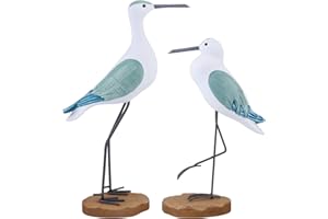 EXCEART 2 Piezas Figuras de Gaviota de Madera Decoraciones Náuticas Rústica Vintage Escultura de Pájaro Marino de Escritorio Ornamentos Mediterráneo Playa Hogar Arte Cumpleaños
