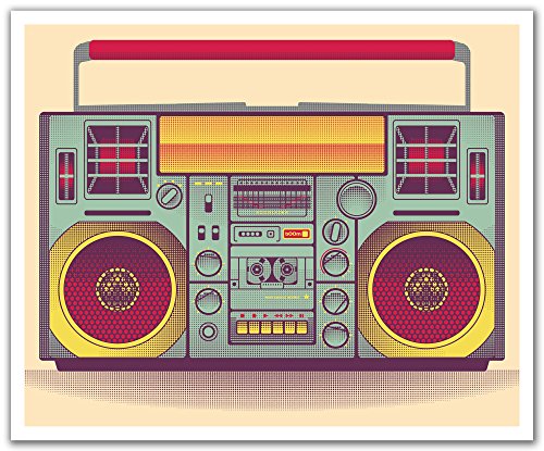 Preisvergleich Produktbild JP London pos2463 ustrip schälen und Stick Abnehmbare Wandtattoo Aufkleber Wandbild Retro Breakdance Boom Box Ghetto Blaster, 24 von 19.75-inch