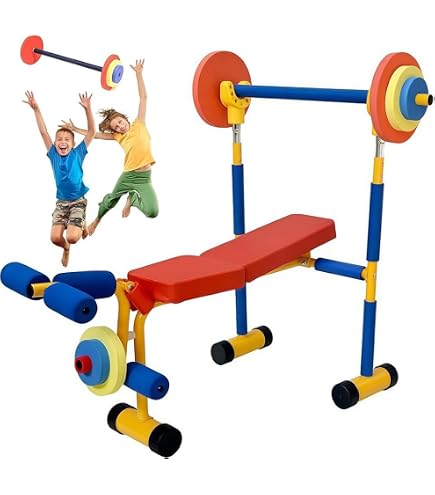 Hitish Ensemble de poids d'exercice pour enfants pour la salle de sport à domicile – Ensemble d'haltères et d'haltères réglables 2 en 1 – Équipement d 'entraînement pour tout-petits pour les jeux de