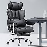 Efomao Desk Office Chair, PU Leather Ergonomic Office Chair,Adjustable Big High Back Computer Chair,Executive Swivel Chair wi