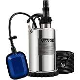 VEVOR Submersible Sewage Pump 550W 0.75HP Submersible Water Pump Maximum Flow of 158 L/min Dirty Water Pump Maximum Lift of 7