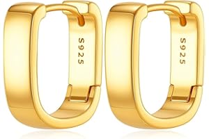 Aurevella Orecchini semplici a forma di U in argento 925 Orecchini rotondi da donna per il lavoro quotidiano Regali per le feste