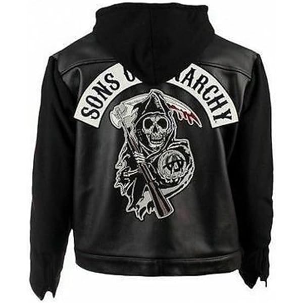 Heren Hoodie Sweatshirt - Anarchy Sons Print Sportkleding Dikke Fleece Warm Capuchontrui Winter Jas met Capuchon Ritssluiting Jas Active Coat, style 2, S