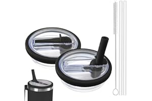 AIROLDI 2 coperchi Stanley Cup a prova di perdite, riutilizzabili, a prova di perdite, per Stanley Cup 40oz/1,2 l, con 2 cannucce e 1 spazzola per cannuccia (nero)