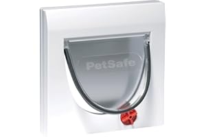 PetSafe Staywell Manuelle Katzenklappe Klassik mit 4 Verschlussoptionen, Einschließlich Tunnel, Für Haustiere bis 7 kg, Weiß, 1 Stück (1er Pack)