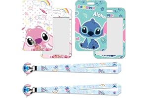 TYDEUS 2PCS porte badge cordon tour de cou, Lanyard Ensembles Lanière avec Porte Cartes, cordon badge pour Carte de Bus, Clés, Carte d'identité, Bureau