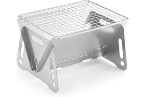 Lixiin Barbacoas Portátiles Barbacoa de Carbón de Acero Inoxidable con Parrillas y Piernas Desmontable para 1-2 Personas para