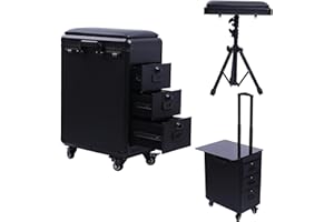 HOINCO Tattoo Trolley Case With 3 Drawers Toolbox,Tattoo Armrest Stand Adjustable Table Beauty Stand Work Station.