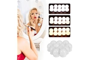 LIFEJXWEN Vanity Mirror Lights Kits, Hollywood Style LED Makeup Lamp Dimmable Makeup Lights with USB Cable, 3 Colour 10 Brightness Level, 3000-8000K Make up Light for Dressing Table Room, Bathroom (12 Bulbs)
