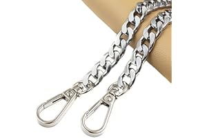 DUORIES Taschenkette,Taschenkette Metall Kette Schulterriemen Breite 9,5 mm,DIY Gewebte Taschenkette Taschenriemen Metalltaschenkette Aluminiumkette,für Handtaschen,Umhängetaschen,Geldbörsen,Silber,120cm