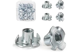 FOMGIIN Tuerca en T de 4 Puntas M4 X 8 mm, 50 Pieza Tuerca de Cuatro Puntos, Tuercas de Accionamiento, T Tuerca de Acero Carbono, Adecuado para Muebles de Madera, Construcción, Embutir Madera