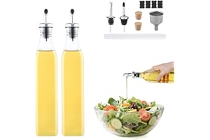 Beylce 2 x 500ml bouteille huile olive bec verseur, distributeur huile d'olive avec bouchon antisalissure, étiquette, bouchon de liège, marqueur pour tableau blanc, entonnoir en acier inoxydable