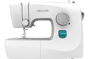 Cecotec Macchina da Cucire 15 Punti BelleCouture 1500. Asola Manuale in 4 Tempi, Regolatore di Asola, Tensione del Filo Regolabile e Kit di Accessori, Compatta e Portatile