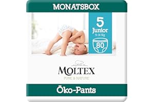 Moltex Pure & Nature Eco Pants Size 5 Junior (9-14 kg) Monthly Box - 80 Organic Nappies