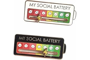 MAFHVV Funny Social Battery Pin,Enamel Mood Pin for 7 Days A Week, Functional Aesthetic Enamel Pins Brooch, Mood Expressing Pin For Introverts.2PCS (black+white)