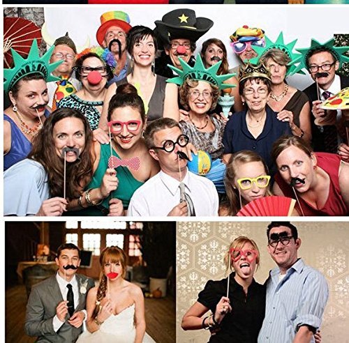 Neu 58 Tlg. Party Foto Verkleidung Schnurrbart Lippen Brille Krawatte Hüten Photo Booth Props Set Hochzeit Party Keine Notwendigkeit durch selbst einfügen - 4
