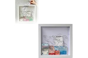 RYGRZJ Adventure Archive Box, Travel Box for Memories, Loading Shadow Box Frame with HD Acrylic,Wood Display Case, Hang Memorabilia, Pins, Awards, Medals, Wedding, Tickets, and Photos