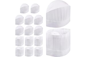 SelfTek 16 Pack Disposable Chef Hat Set 9 Inch Kitchen 2 Styles Adjustable Cooking Chef Cap for Home Kitchen, Restaurants, Food Occasions, Classes and Parties