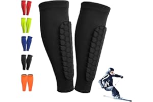 FORBANY Paire de Protège Tibia Anti-Chocs, Coussiné Amortisseur à Mousse 10mm avec Technologie Nid d'abeille, Tissu Anti-Dérapant et Séchage Rapide