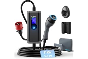 bokman Laddkabel Typ 2 CEE Kontakt Wallbox 11kW 3-fas/16A/8m med Justerbar Laddningseffekt, Elbilsladdare och Mobil Laddnings