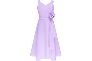 Agoky Vestido Floreado de Princesa Fiesta para Niñas Sin Mangas Traje de Ceremonia Infantil Vestido Plisado de Gasa para Boda Fiesta Bautizo Dama de Honor