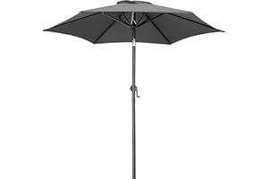 Kingsleeve® Fiji 2m Aluminium Garden Parasol with Crank Handle and Cover | 200cm Tilting Adjustable Patio Balcony Sun Umbrella | Foldable & Tiltable | Waterproof | Water-Repellent | Anthracite