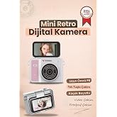 Mini Dijital Kamera 2K Flip Ekranlı Selfie Video Vlog Kamerası CMR46 Pembe